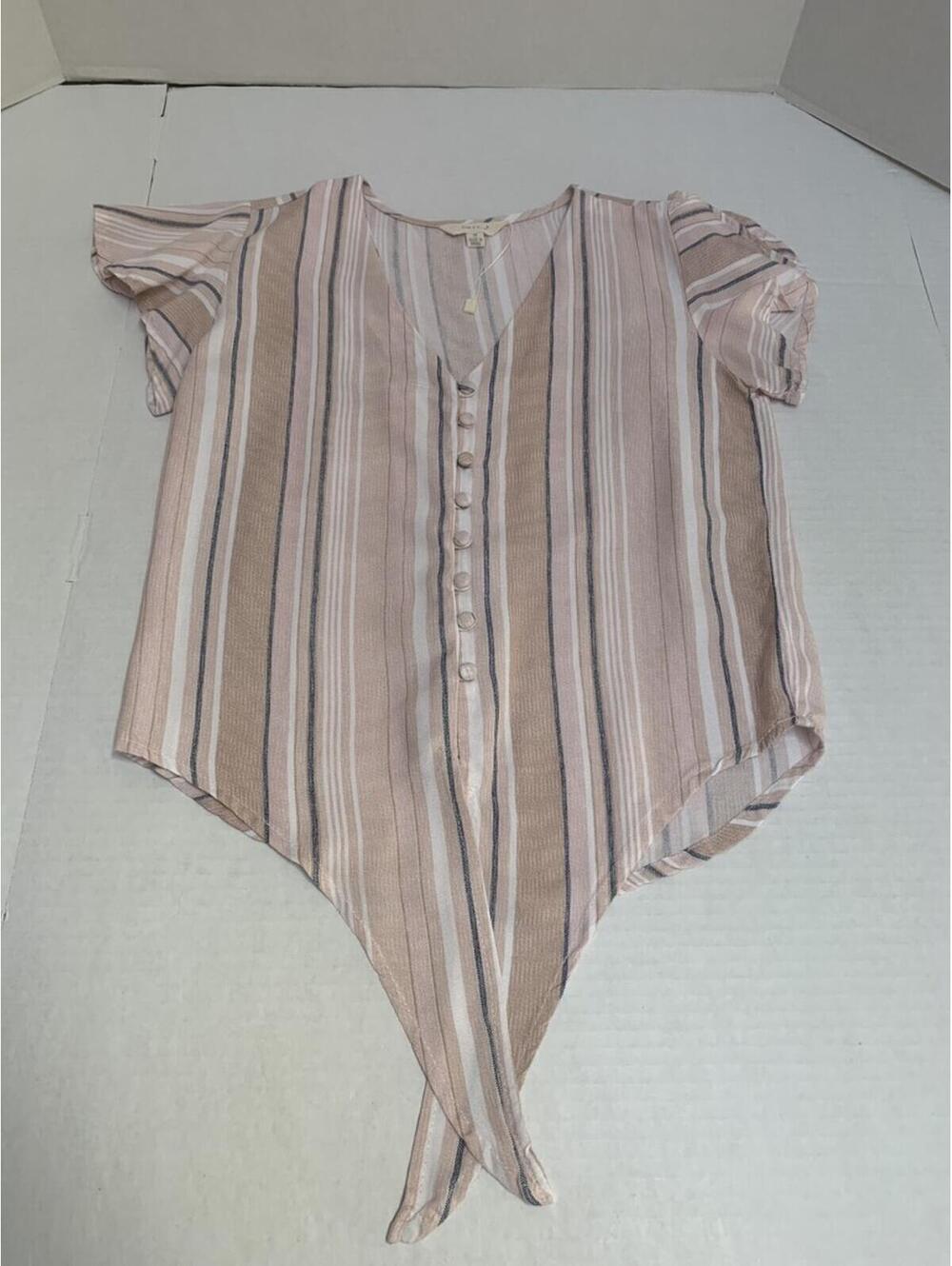 NWOT Sim and Sam Size Small Crop Top Shirt Pink Cream Tan